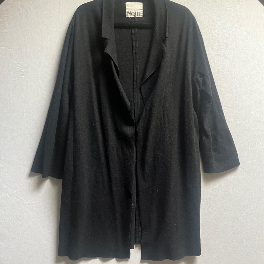 Noul by Oak + Fort Black Wool Blend Open Front Jacket Sz S